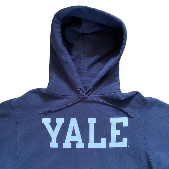 Vintage Yale University Champion Reverse Weave Navy Hoodie Sweatshirt Size Sm. - Picture 3 of 14